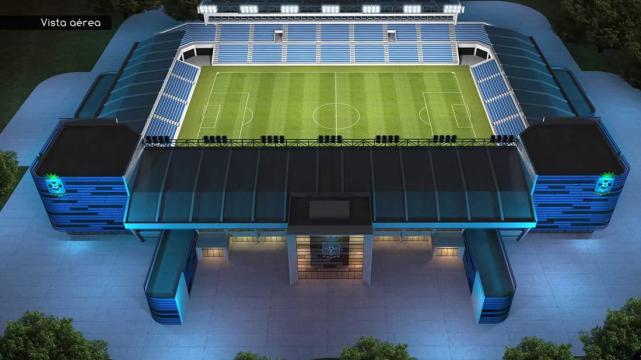 Esta es la vista aérea de la maqueta del estadio. Foto: Club Blooming %image_alt%