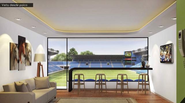 La imagen virtual de cómo se verá a cancha desde el palco. Foto: Club Blooming %image_alt%