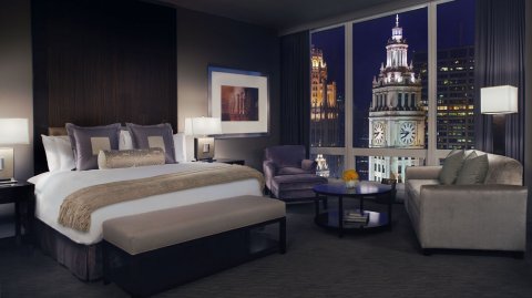 Una habitación del lujoso hotel de Donald Trump en Chicago.
