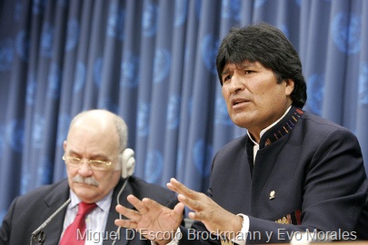 Miguel D'Escoto Brockmann y Evo Morales