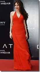 US Actress Angelina Jolie attends the premier of the new movie 'Salt'  in Oktyabr cinema hall on July 25, 2010 in Moscow.