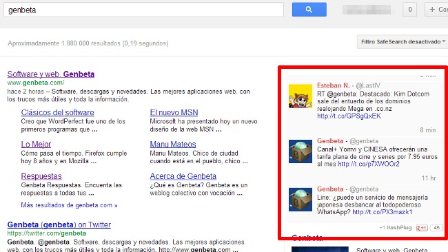 Añade en Chrome los resultados de Twitter en tiempo real junto a los de Google con HashPlug