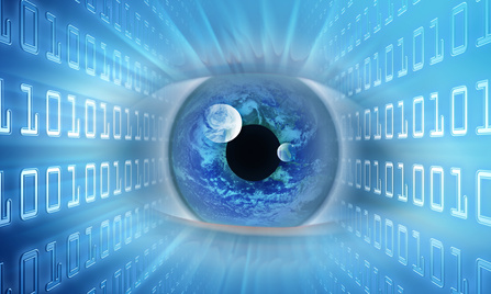 Ojo con fondo de tecnología