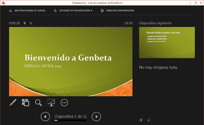 PowerPoint 2013, Vista Moderador