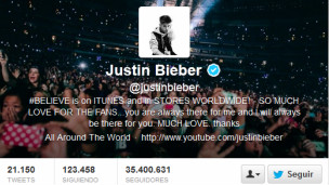 Justin Bieber es uno de los famosos más populares en Twitter: tiene unos 35 millones de seguidores