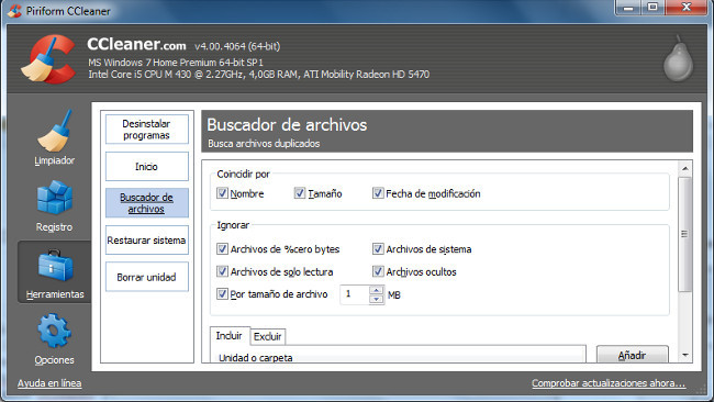 Archivos duplicados CCleaner