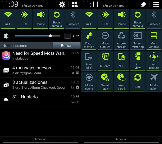 Notificaciones Touchwiz