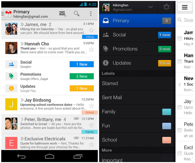 Gmail en su versión 4.5