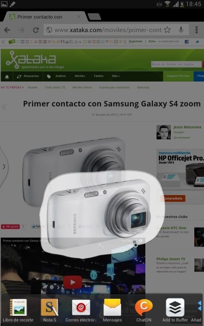 Captura con el SPen de una página web