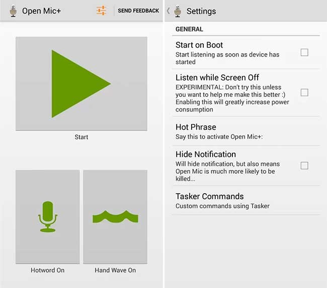 Open Mic+ for Google Now