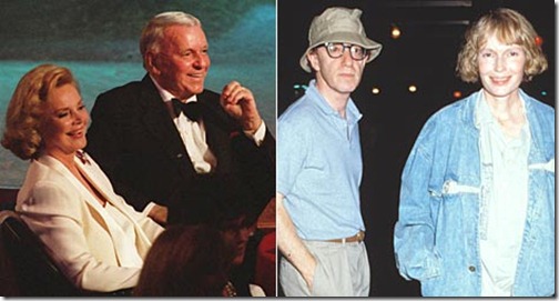 Barbara y Frank Sinatra (i) y Allen y Farrow, cuando eran pareja