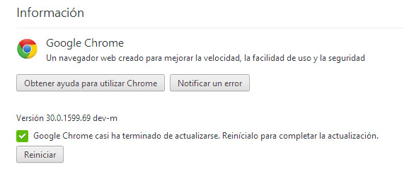 chrome versión de desarrollo