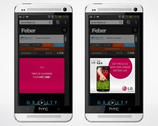 La publicidad de LG detecta los teléfonos de la competencia (y te invita a comprar un G2)