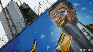 Mural de Mario Draghi, presidente del Banco Central Europeo (BCE)