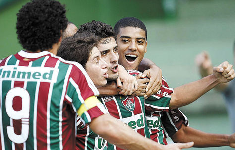 Festejo. Jugadores de Fluminense celebran un triunfo en el torneo brasileño de 2013.
