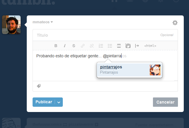 Tumblr etiquetando gente