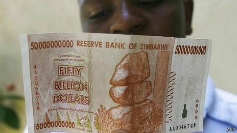 Billete de miles de millones de dólares zimbabuenses