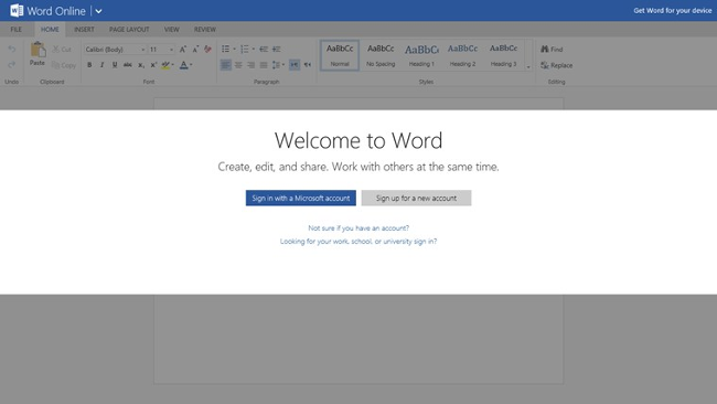 Microsoft Word Online para Windows 8.x