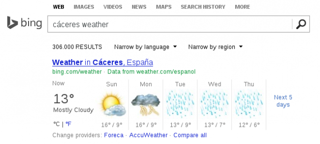 Búsquedas semánticas en Bing