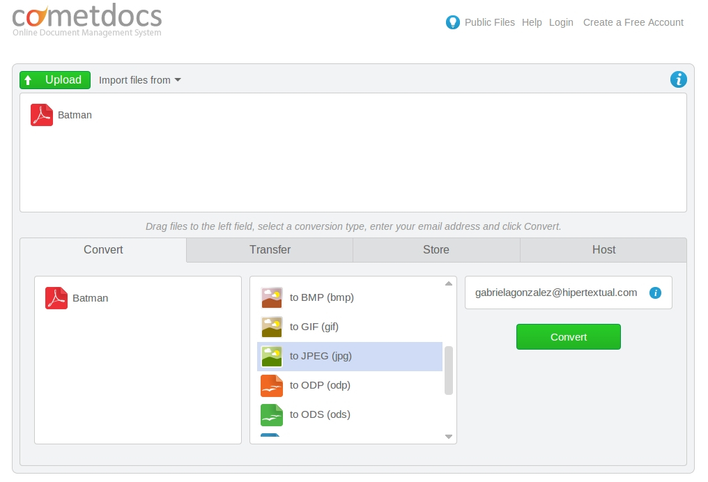 convertir pdf a imagen cometdocs