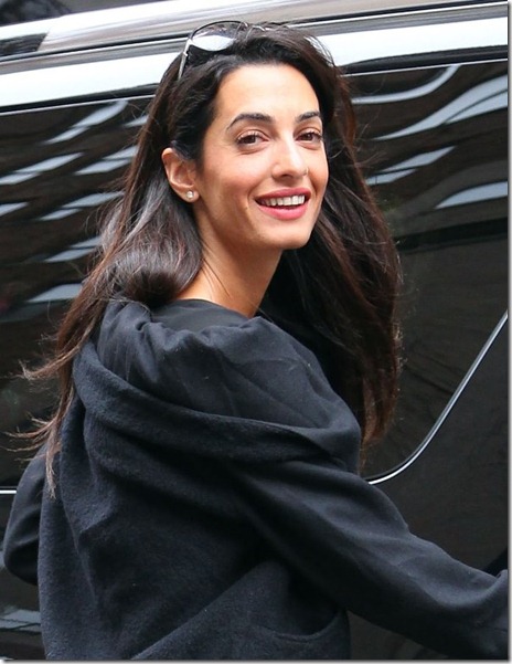 March 19 2014: George Clooney's rumoured new girlfriend Amal Alamuddin leaves her hotel in New York City wearing an eclectic pair of trousers and shoes.
Mandatory Credit: INFphoto.com Ref: infusny-240/141|sp|