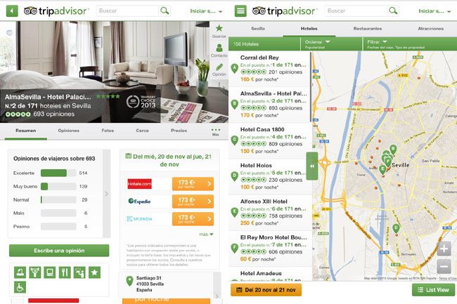 TripAdvisor, captura de pantalla