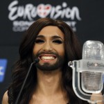 Austrian drag queen Conchita Wurst addresses a news conference after winning the 59th annual Eurovision Song Contest in Copenhagen
