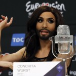 Austrian drag queen Conchita Wurst addresses a news conference after winning the 59th annual Eurovision Song Contest in Copenhagen