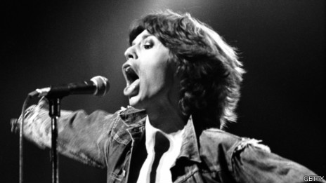 Mick Jagger en un concierto de 1973