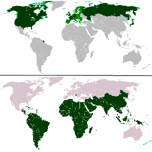 Arriba los países del G7, abajo lo del G77 (Foto: BBC)