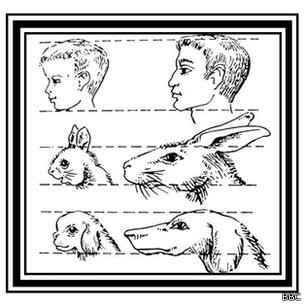 Gráfico de cabezas humanas y animales