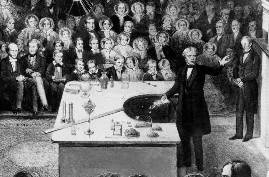 Michael Faraday en una de las Royal Institution Christmas Lectures.