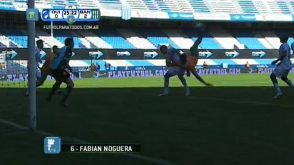 El golazo de Noguera para el 2-0 de Banfield a Quilmes. (TV Pública)