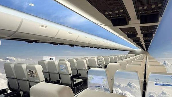 Simulación de las cabinas del avión transparente diseñado por los investigadores británicos.