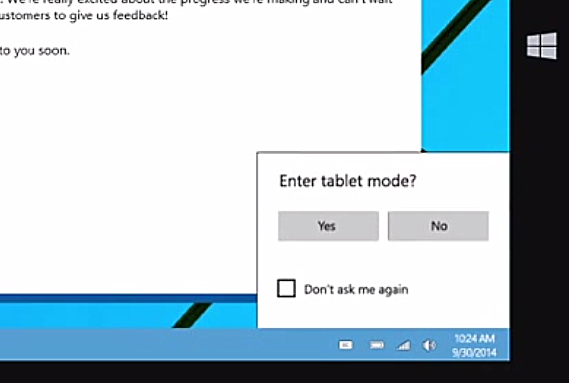 El diseño Continuum de Windows 10 o cómo pasar al modo tablet con un clic