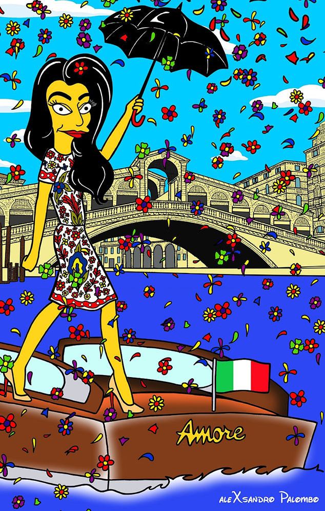 Amal Alamuddin, George Clooney, Wedding, Simpsonized 