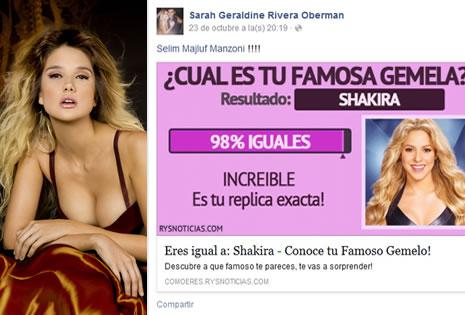 La bella Sarita Rivera tiene el 98% de parecido con Shakira