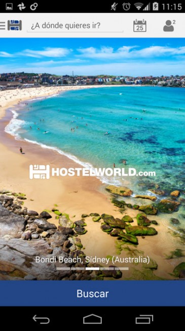 Hostelworld captura de la app