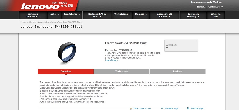 Lenovo1 Lenovo muestra en su web de forma oficial la Lenovo Smartband SW B100