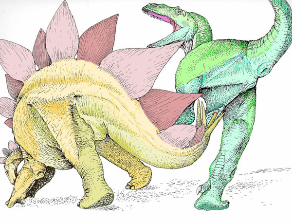 Ilustración de un estegosaurio