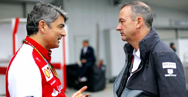 Marco Mattiacci (Ferrari) y Jonathan Neale (McLaren), en el Gran Premio de Japón