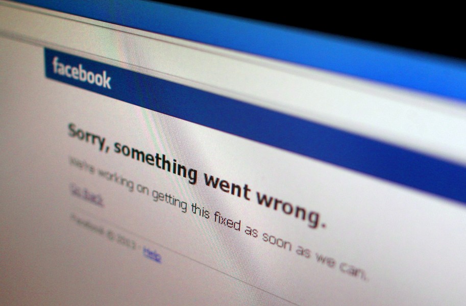 Illustration file photo of a Facebook error message in a computer screen in Singapore