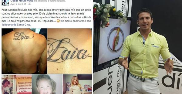 Cesar Freddi se tatuó el nombre de su pequeña Rapunzel