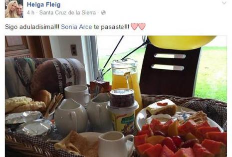 Uno de los desayunos que recibió Helga Fleig