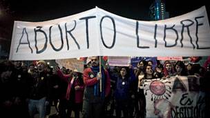 Marcha en Chile a favor del aborto.