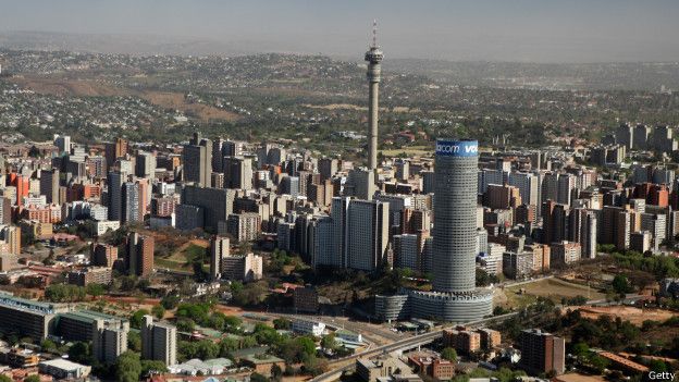 Una vista de Johanesburgo, en Sudáfrica
