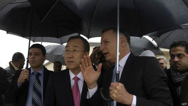 El secretario general de la ONU, Ban Ki-moon visitó Rawabi en 2012.