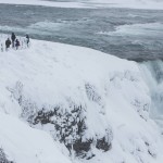 Visitors view Niagara Falls in sub freezing temperatures in Niagara Falls New York