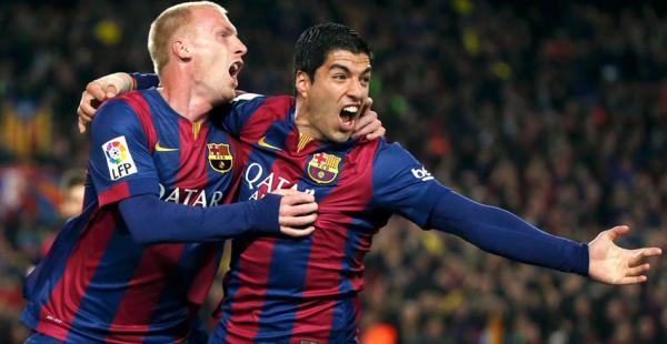 Mathieu y Suárez anotaron los goles para el Barcelona