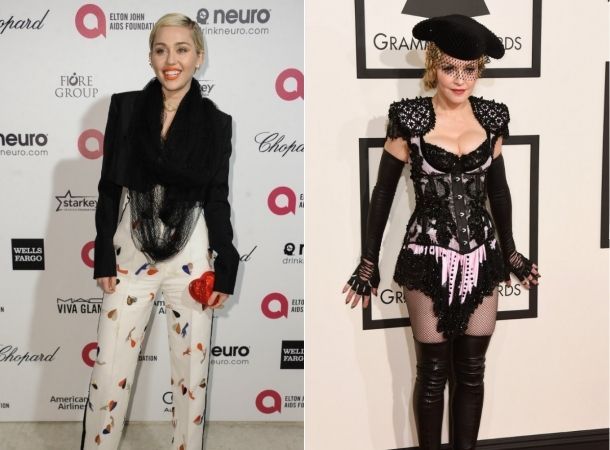 Miley Cyrus besa a Madonna en la boca.